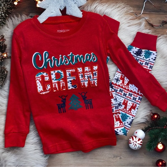NWOT JINGLES & JOY HOLIDAY CREW PJ SET•L/S EMBROIDERED SHIRT•REINDEER PANTS•S/2T - Picture 7 of 12